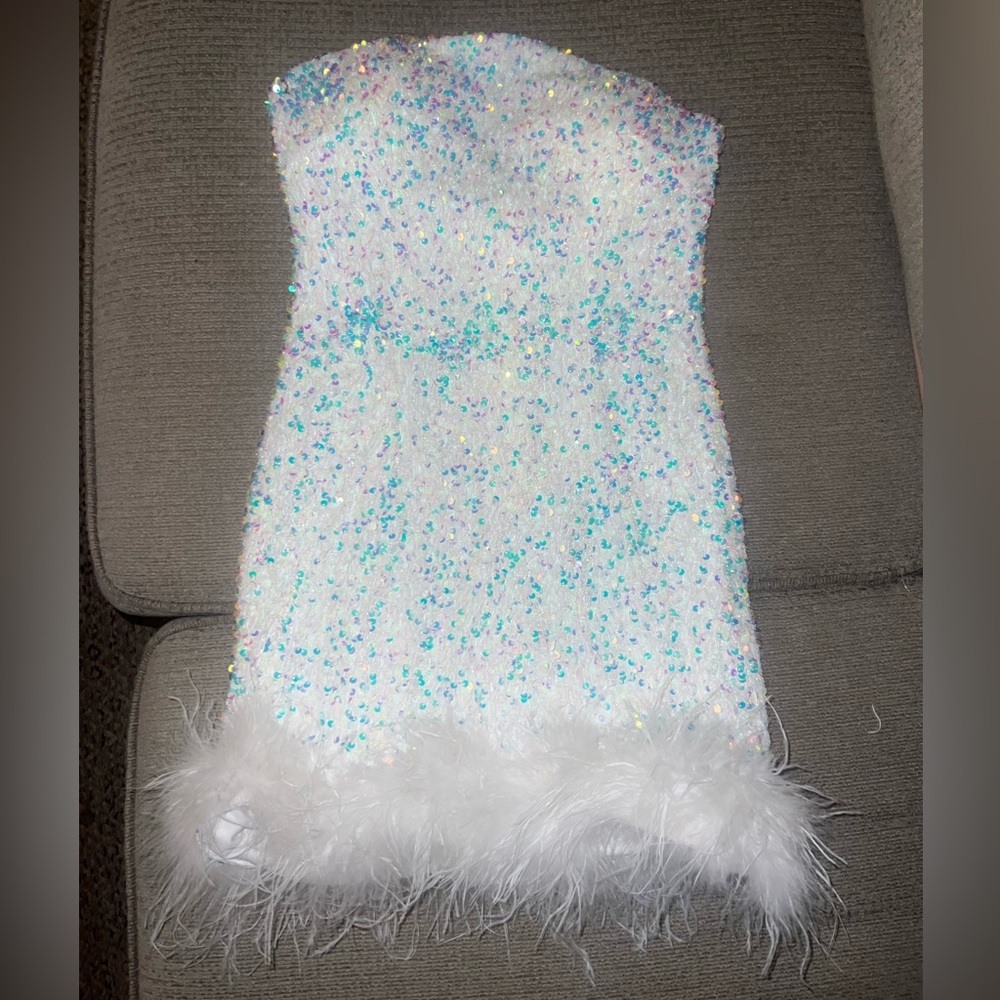 12th Tribe Anastasia white sequin dress